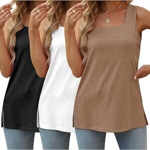 UPOLOLO 3 Pack Women's Square Neck Tank Tops